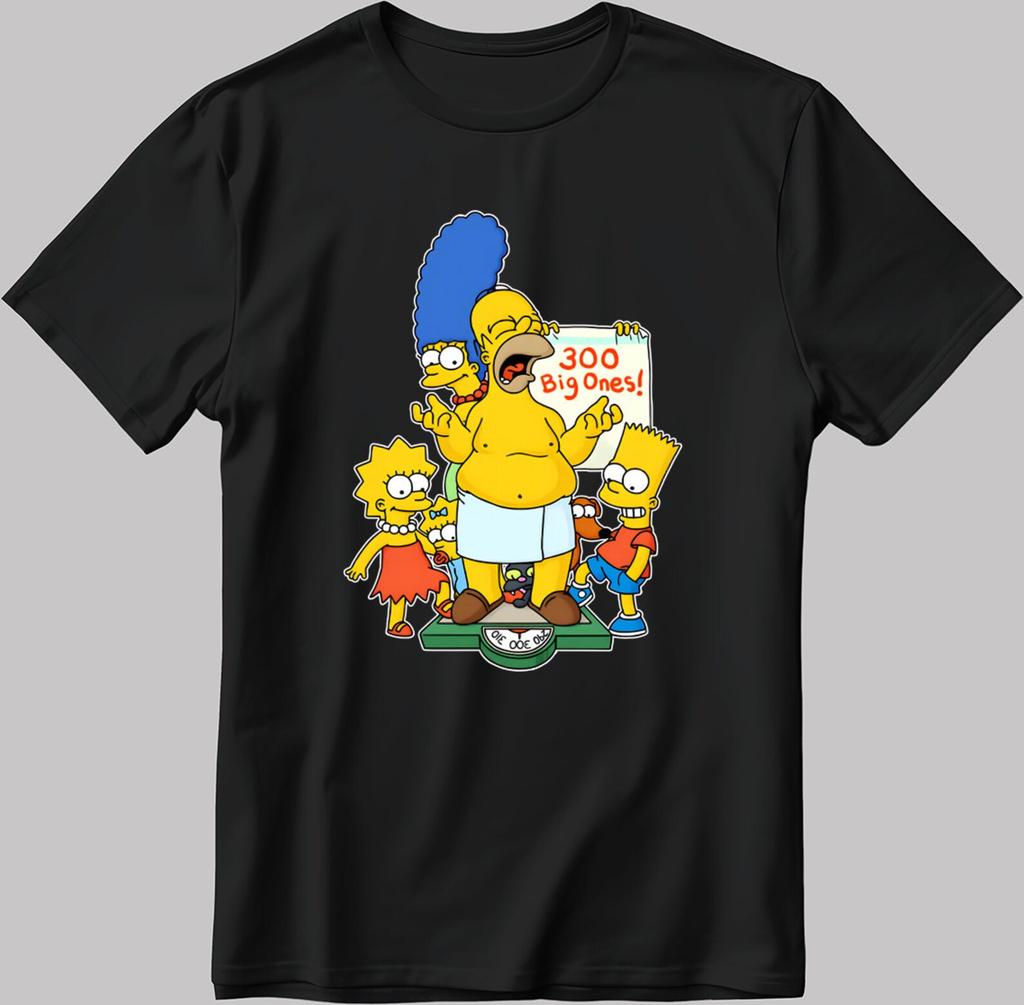 The Simpsons, Simpson drawing Short Sleeve White-Black Men's / Women's T-Shirt L324