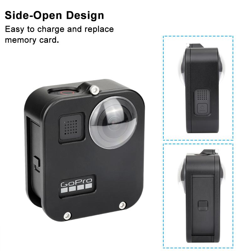 Защитный чехол из алюминиевого сплава для GoPro MAX 360 Корпус Металлическая рама Клетка + Крышка объектива + Защитная пленка для экрана для Go Pro Аксессуары