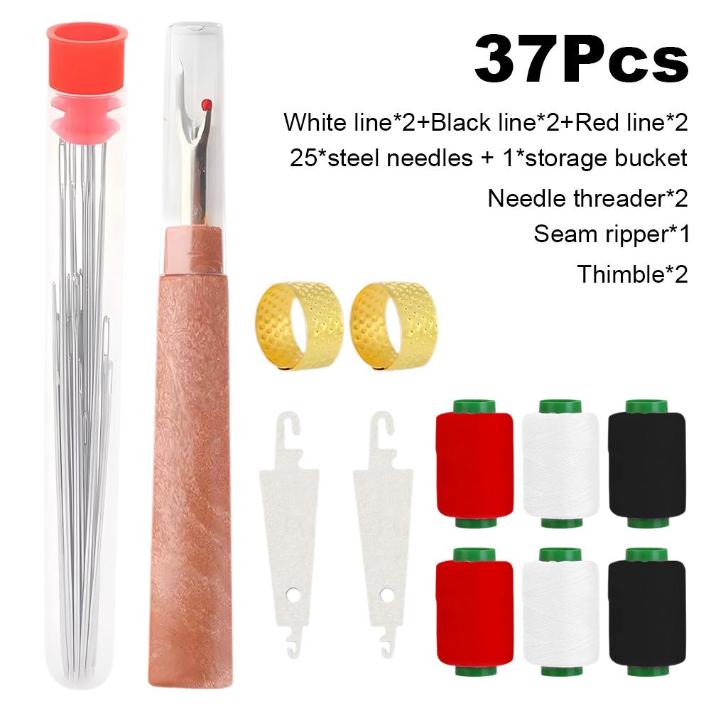 31/34/37 шт. Наборы для шитья Сделай сам Многофункциональный набор швейной коробки Стальные иглы с большим ушком для ручного квилтинга Шитья Вышивальная нить