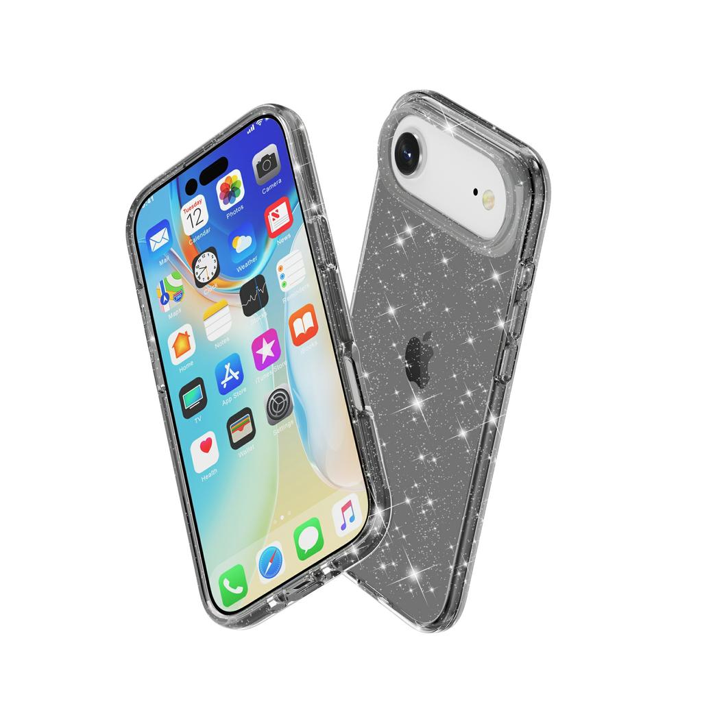 For iPhone 17 Air Case Sparkly Powder Glitter Shiny Soft TPU+Hard PC Back Cover