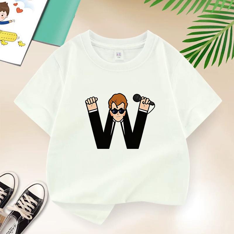 Dragon Ball Summer White Childrens Letter AW Printed Short Sleeve TShirt for Boys and Girls Cute Casual Tee Suitable As AGift
