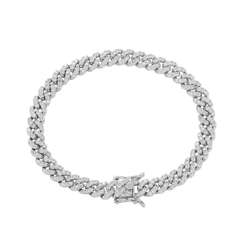 BB237 6mm Brass Cubic Zircon Cuban Bracelet Fashion Women Chain Bracelets
