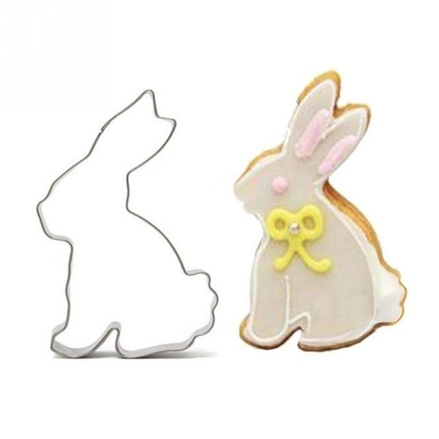 4Pcs/Set Cake Cutters Easter Series Rabbit Shape Mold Cookie Stencils Stainless Steel Metal Baking