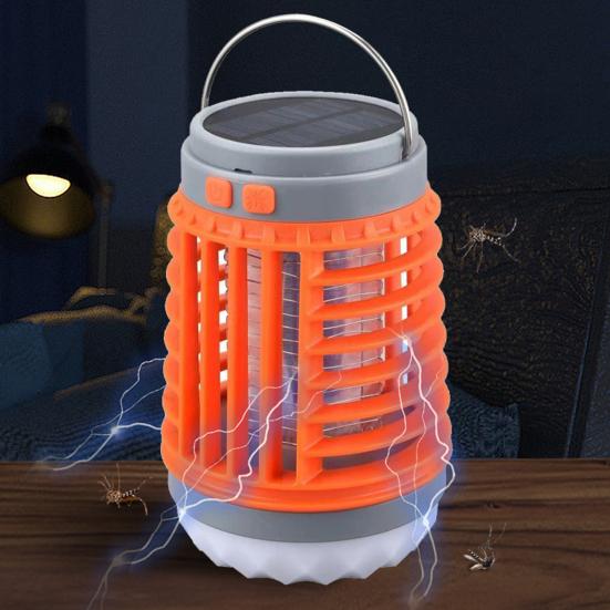 Портативная лампа для уничтожения комаров, USB-солнечная ловушка, светодиодный электрический шок, перезаряжаемый тихий репеллент от комаров