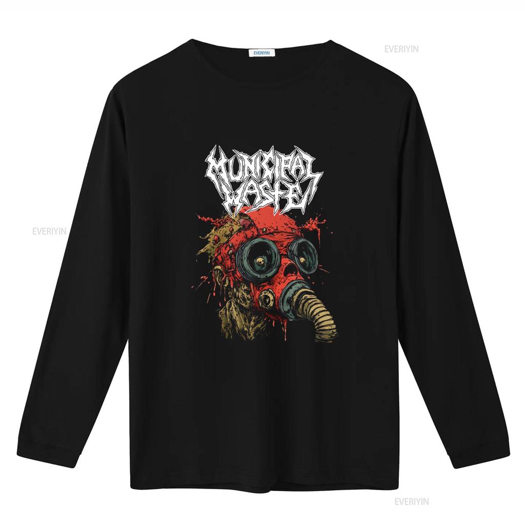 Municipal Waste Exclusive Metal Thrash Band Gasmask T Shirt Fashion Music Streetwear vintage Washed graphic Casual homme