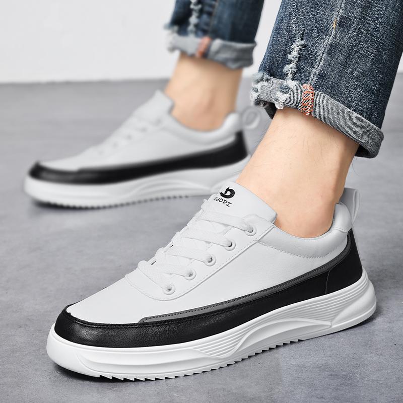 Spring and Autumn Men's Shoes New Men's Casual Leather Shoes Breathable Sports Skateboard Shoes Fashion Small White Tide Shoes