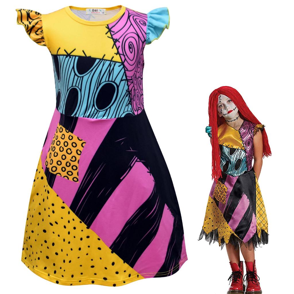 In Stock Sally Dress - Halloween Costume & Party Wear (Nightmare Before Christmas, Girl's Performance Outfit)