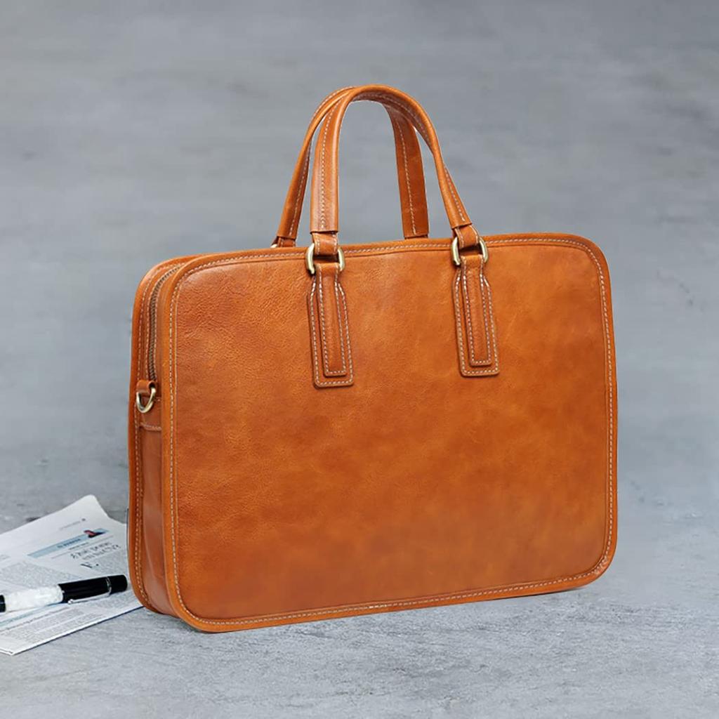 Деловая сумка из натуральной кожи AKIYAMA для мужчин, водонепроницаемый портфель, формат A4, вместимость 14 дюймов, совместима с ноутбуком, идеально подходит для поиска работы, бизнеса