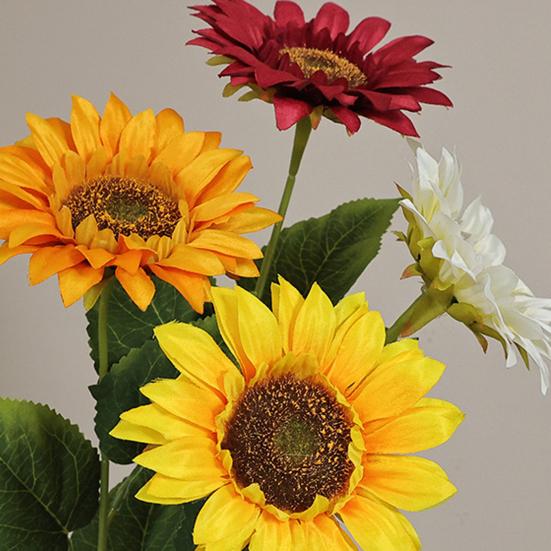 Искусственный подсолнух, имитация, с гибким стеблем, искусственная ветка подсолнуха для дома, офиса, свадебных вечеринок, центральный элемент