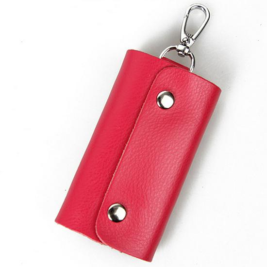 Candy Color Genuine Leather Key Bag - Unisex Cowhide Key Holder