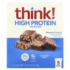 Think!, High Protein Bar, Brownie Crunch, 5 Bars, 60G (2.1Oz) Each