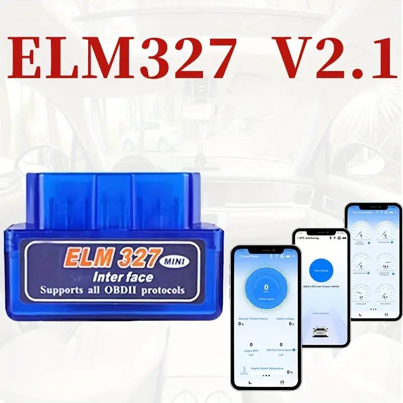 Автомобильный диагностический сканер OBD2 ELM327, совместимый с автоматическим обнаружением кодов, потоковой передачей данных в реальном времени, компактным дизайном для простого устранения неисправностей автомобиля