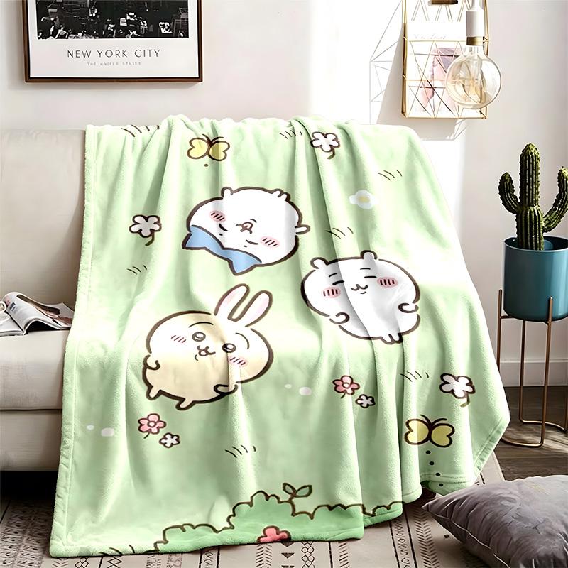 Chiikawa Theme Blanket Suitable For The Sofa Camping And Travel Made Of Soft Flannel Material An Ideal Gift For Occasions Such As Birthday
