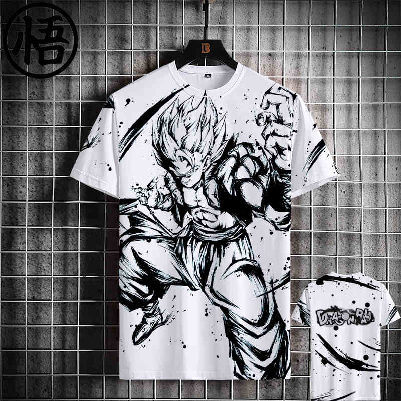 Casual Men's Seven Dragon Ball Short-Sleeved T-Shirts Tide Anime Saiya Sun Wukong Turtle Fairy Loose Quick Dry Kids Clothes Tops