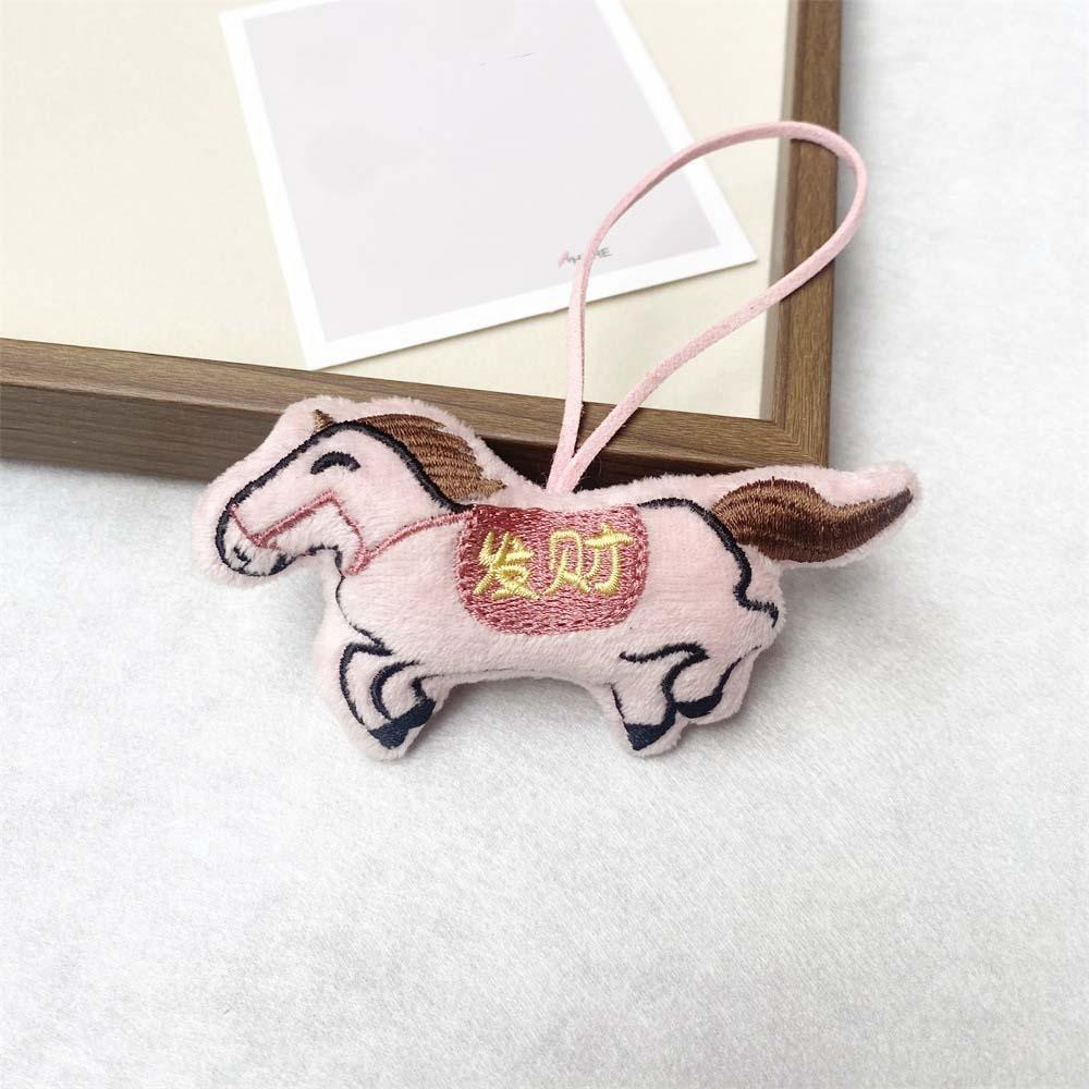 Embroidery Plush Horse Keychain Mascot Plush Horse Doll Pendant Zodiac Pony Figurine  Year of Horse