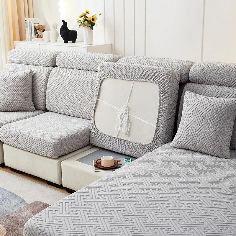 Плотная жаккардовая плюшевая наволочка для диванной подушки Чехол на длинную подушку спинки Растягивающийся чехол-защита для дивана на 1/2/3/4 места
