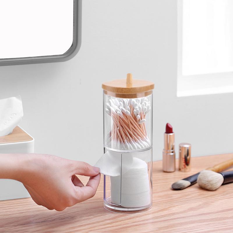 Acrylic Transparent Cotton Swab Storage Box Makeup Organizer Storage Box Cotton Swab Cosmetic Box Bathroom Bedroom Storage