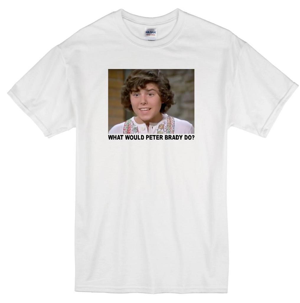 PETER BRADY WWD? CHRISTOPHER KNIGHT BRADY BUNCH TV FAMILY SITCOM WHITE T-shirt