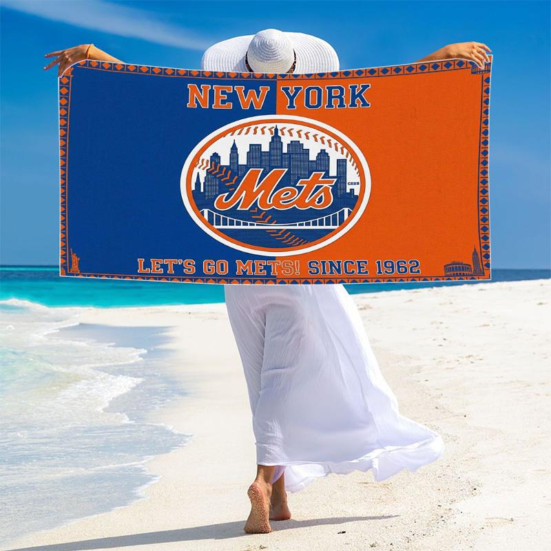 New York Mets Print Beach Towel, Large Soft Quick Dry Towel for Beach Camping Swimming