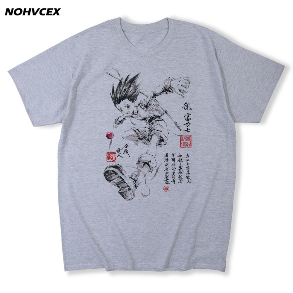 Hunter X Hunter Men Short Sleeve T Shirt Crew Neck Cotton Anime Manga Tee Clothes