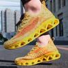 Fashion Lace-up Running Shoes Light Knitted Casual Sneakers Men Women Elastic Jogging Sports Shoes Anti-slip Trainers Breathable Mesh