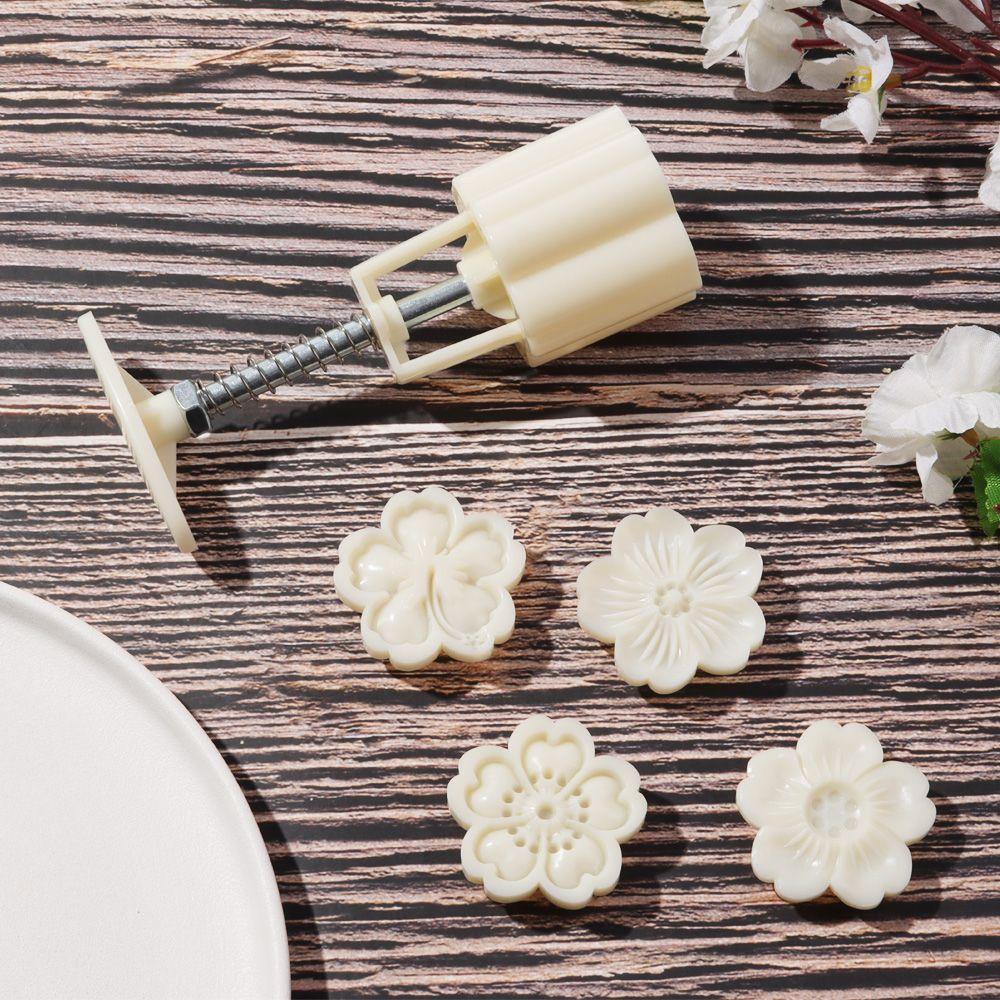 Moon Cake Tool Hand Pressure Fondant Mooncake Mold Set Flower Mooncake Mold 50g Mid Autumn Festival