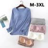 M-3XL 9 Colors Women's Modal Cotton Inner Wear with Built In Bra Padded Tops Long Sleeve Tops for Woman