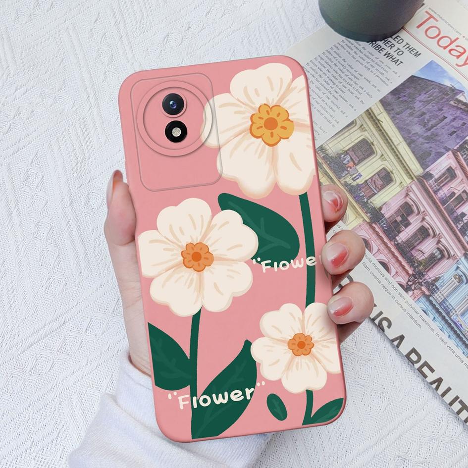 Чехол для Vivo Y02 Y02S Y91C Y11 Y12 Y70 Y72 Y73 Y20 Y51 Y16 Модный защитный цветок авокадо Жидкий силиконовый бампер для чехлов для телефонов Vivo Coque Fundas