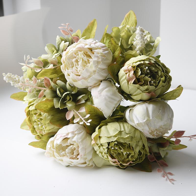 13 Heads Silk Peony Artificial Fake Flowers Wedding Bouquet Home Party Decor