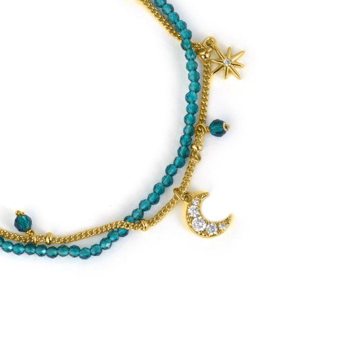 Bracelet - LUXENTER - Ayora - Cristal vert - Finition or jaune 18 carats - Longueur 16+3 cm