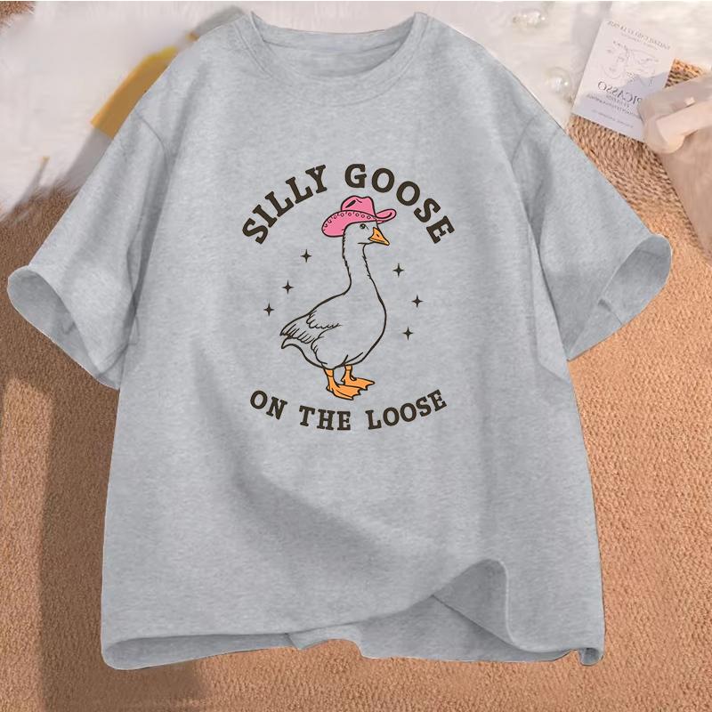 Silly Goose On The Loose T Shirts for Men Women Funny Cowgirl Western Tee Shirt 90s Fashion Graphic T-shirt Short Sleeve Clothes