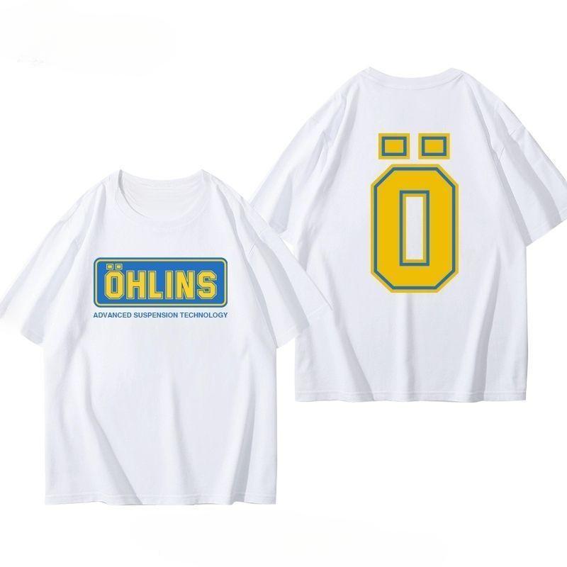 Ohlins Motorcycle Shock Absorber Modified Car Tshirt Summer Mens Casual Fashion Brand Racing Around Short Sleeved Clothes