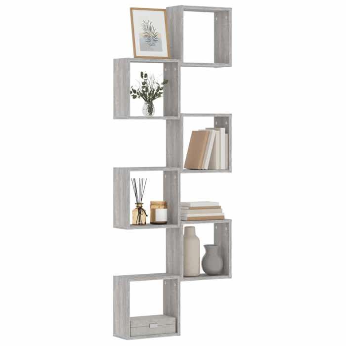 VidaXL Wall Cube Shelves 6 Pcs Sonoma Grey 30x15x30 Cm, Cube-shaped Storage, Cube-shaped Organizer, 815884