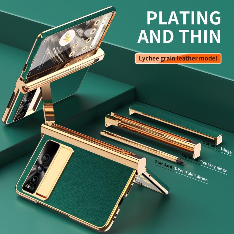 Pixel Fold Case Full Coverage Protective Cover With Dual Hinge Design Vegan Leather Finish Shockproof Kickstand