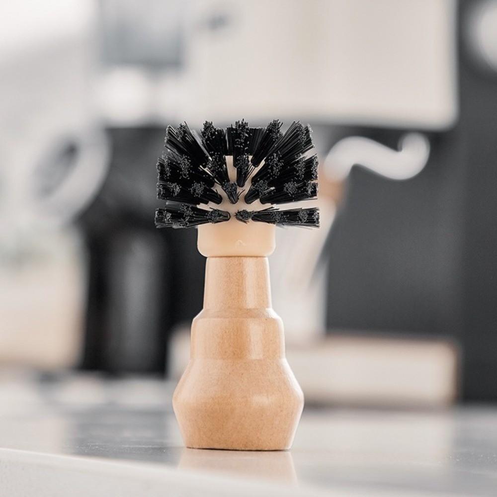 Wooden Handle Portafilter Cleaning Brush Professional Barista Brush Kitchen Use