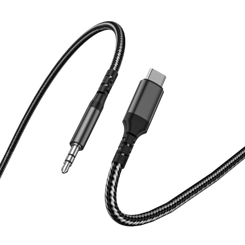 1 м плетеный нейлоновый аудиокабель USB C на 3,5 мм с повышенной прочностью и стабильностью сигнала
