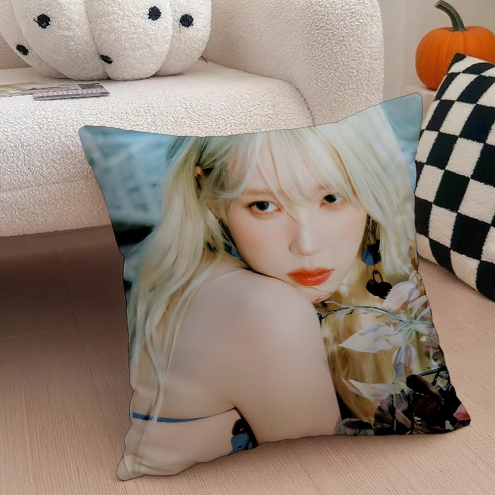 Sweet Korean Singer Beautiful Actress IIU Cushion Cover Throw Pillow Cover Hidden Button Durable Polyester Chair Cushion