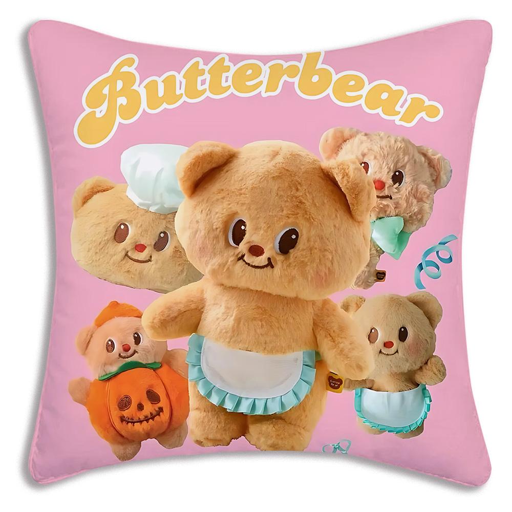 Cute cartoon bear Pillow Covers Cartoon Sofa Decorative Home Double-sided Printing Short Plush Cute Cushion Cover