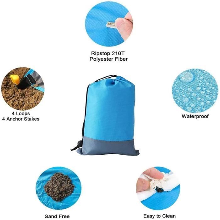 Tapis de plage - TANBABY - 2x2,1 m - Imperméable - Isolation de haute qualité - Antidérapant