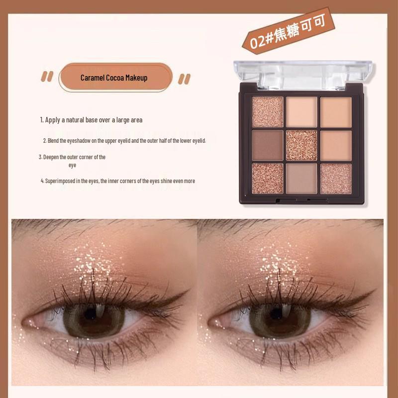 Helen Lady Multi-Use Nine-Color Eyeshadow Palette: Matte, Shimmer & Fine Glitter for Contouring and Makeup