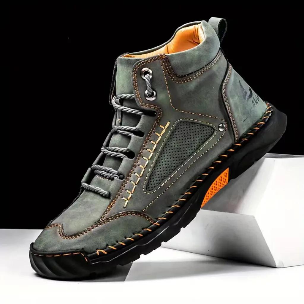 Fashion Handmade Men Boots Design Sneakers Man Outdoor Casual Leather Men Shoes Ankle Boots Fall Breathable Hot Sale 2025