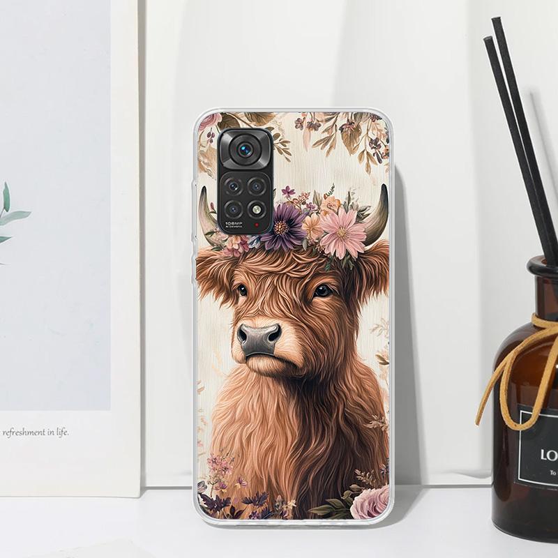 Cute Highland Cow Phone Case For Xiaomi Redmi Note 15 13 14S 14 Pro Plus 12S 11S 10S 12 11E 10 11T Art Fundas Back Cover Redmi N