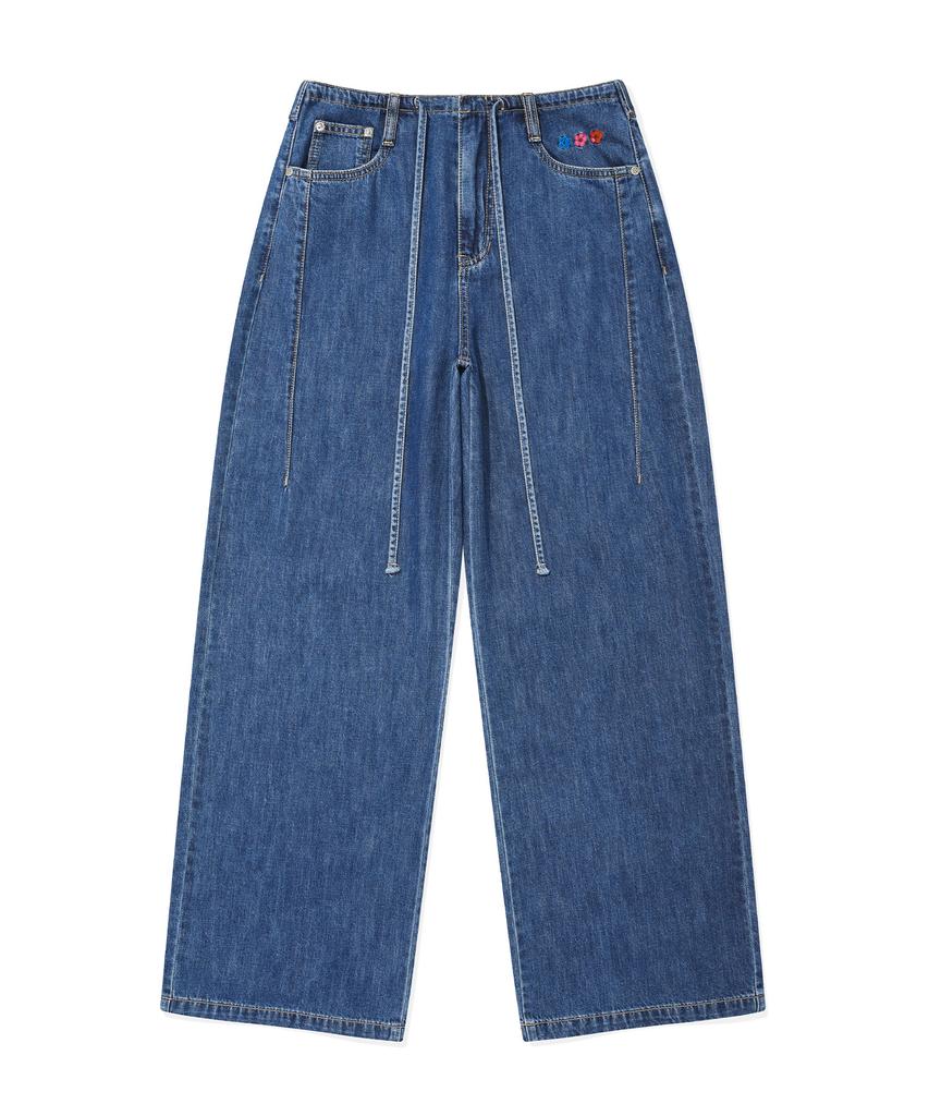 WACKY WILLY Women'S Wide Fit Easy Denim Pants Blue
