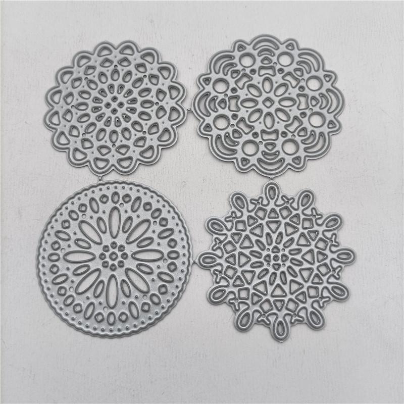 4pcs Lace Circle Metal Cutting Dies for Scrapbooking Photo Album DIY Craft Dies for Christmas Paper Card Cutting Dies