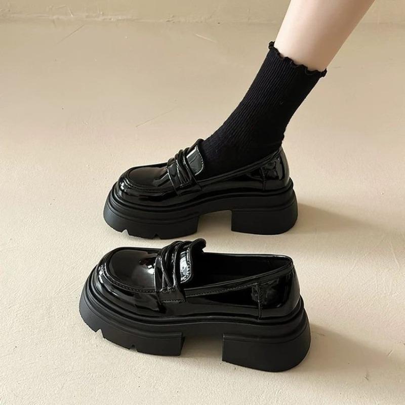 Новые лоферы на толстой подошве, женская обувь с увеличением роста, кожаная обувь, туфли
