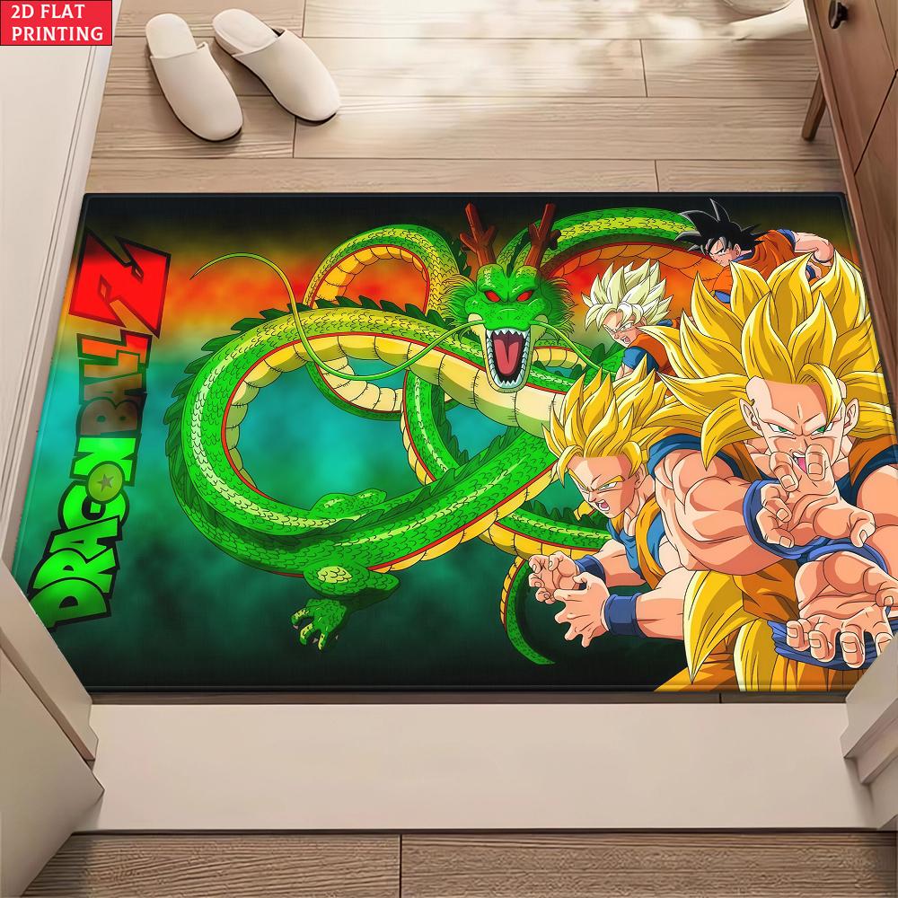 Anime Super Saiyan Doormat, 2D Print Non-slip Floor Mat, Green Dragon Pattern Entrance Rug for Bathroom Living Room Home Decor