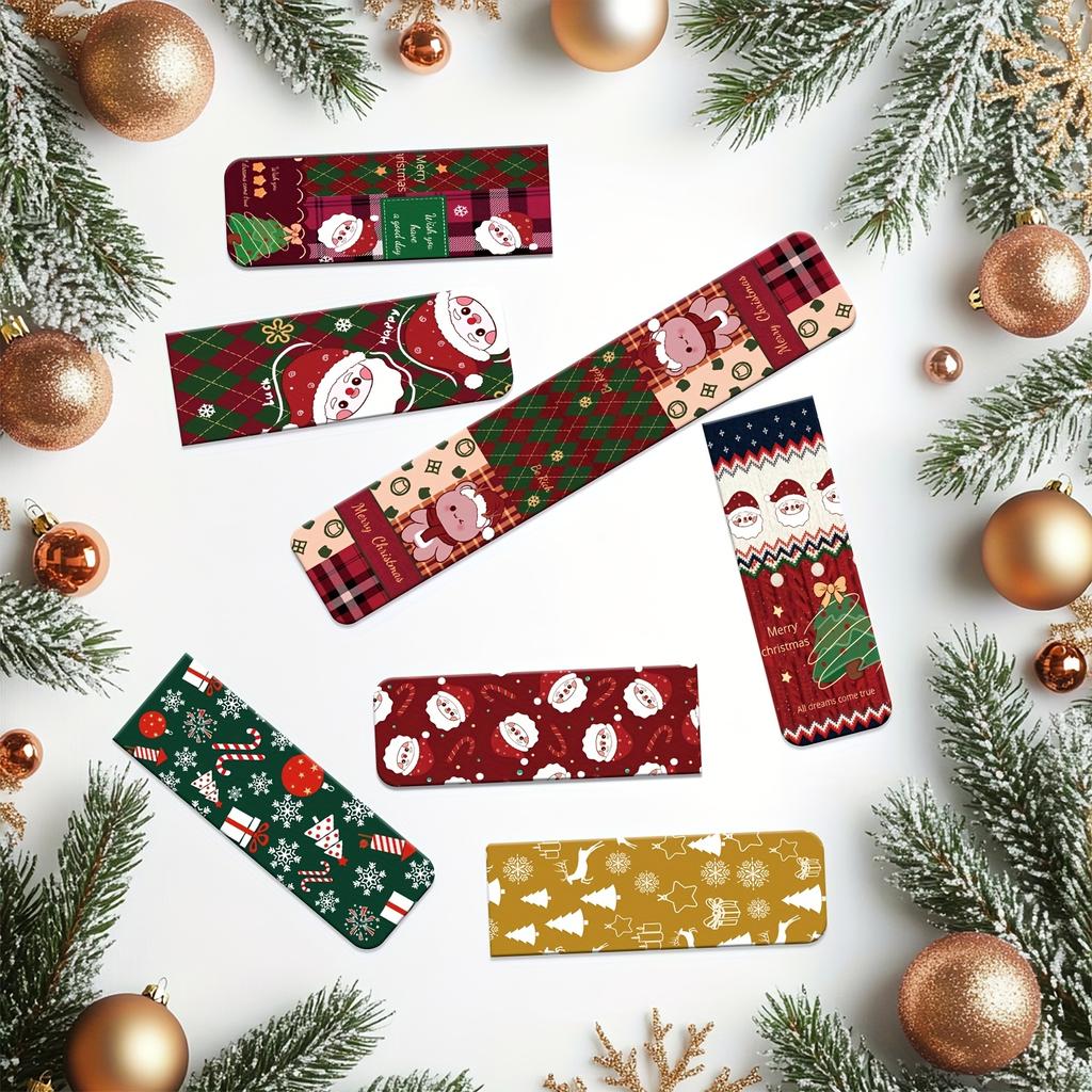 12 шт. Магнитные закладки с рождественскими дизайнами - Праздничные темы, Идеально подходят для читателей, студентов и учителей, 5,99x2,01 см
