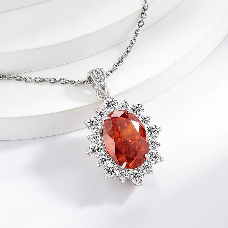 2026 Colored Treasure Ice Flower Cut Oversized Pigeon Egg Necklace Burst High Carbon Diamond Sunflower Pendant
