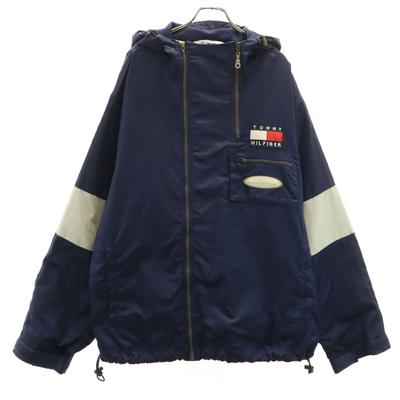 Куртка нейлоновая 90-х годов с биркой Old Flag XL темно-синяя подкладка-сетка мужская б/у