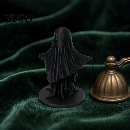 Матовая черная статуэтка-призрак, 3D-печатная милая фигурка, минималистичный декор для дома, и белая уникальная художественная конструкция, двухцветная, устойчивое основание для